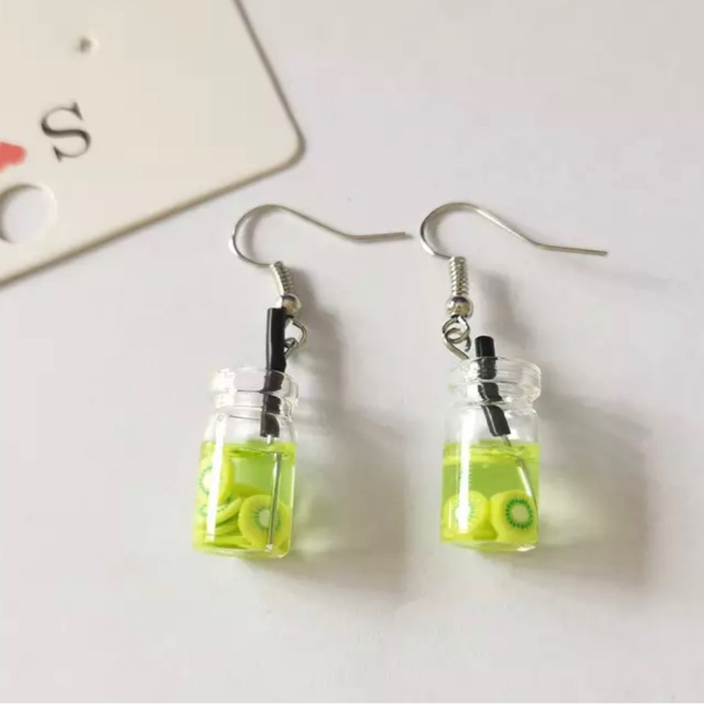 New Pearl Milk Tea Fruit Creative Personality Drop Earrings